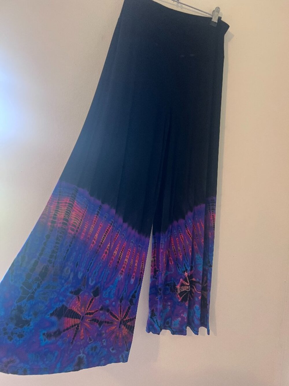Small Black Palazzo Pants with Purple Tie Dye Bottoms
